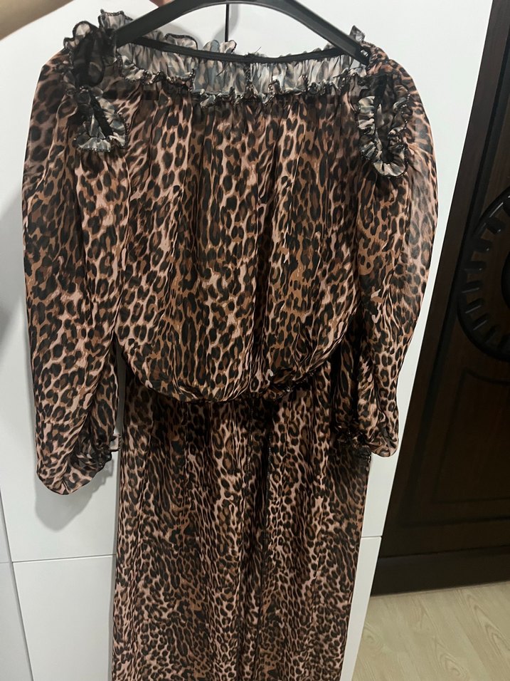 Kahverengi Leopar Desenli Uzun İkili Takım - Görsel 2