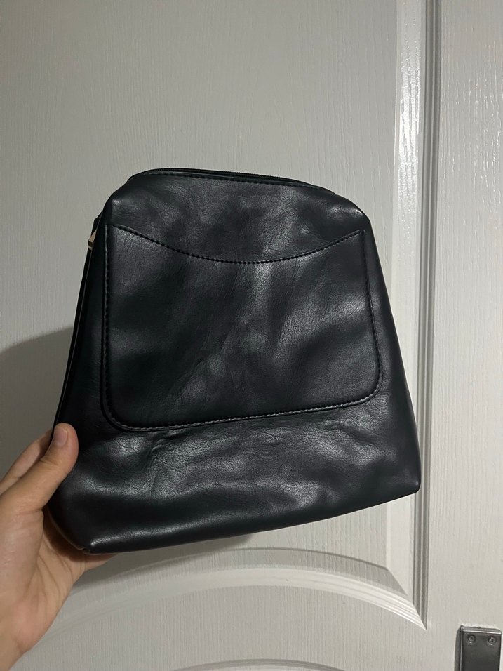 Siyah Deri Fermuarlı Kadın Çanta - Görsel 2