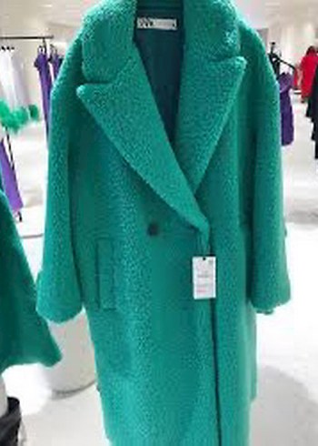 Zara Yeşil Peluş Uzun Kaban