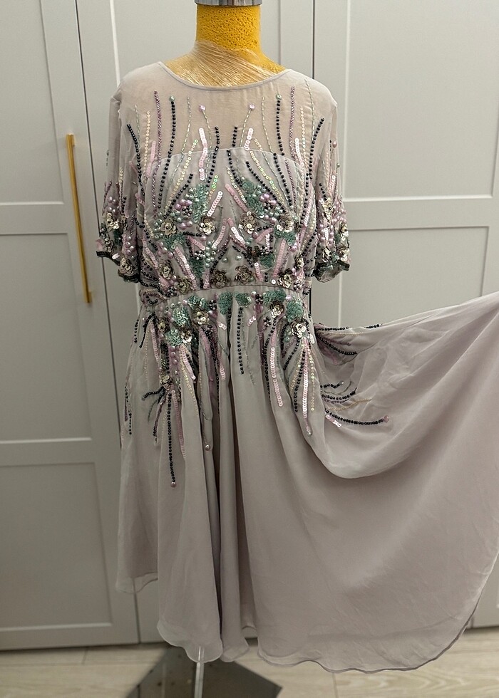 Asos şifon pul payet taşlı abiye - Görsel 5