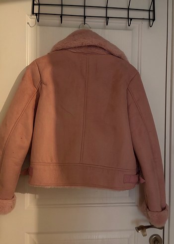 Pembe Süet Kürklü Kadın Ceket - Görsel 4