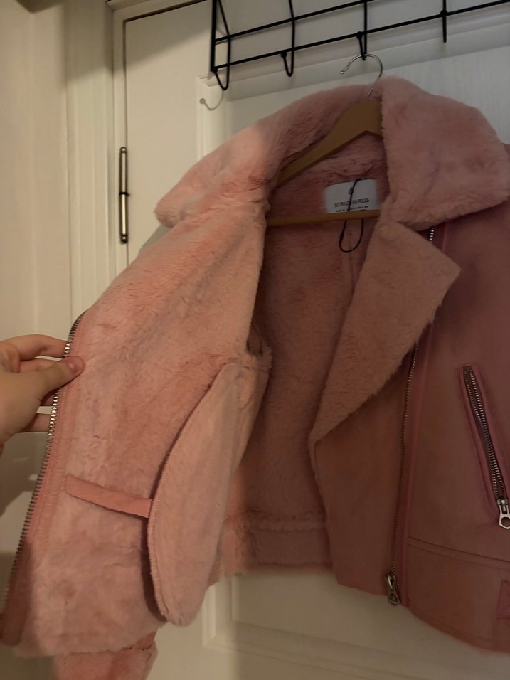 Pembe Süet Kürklü Kadın Ceket - Görsel 2