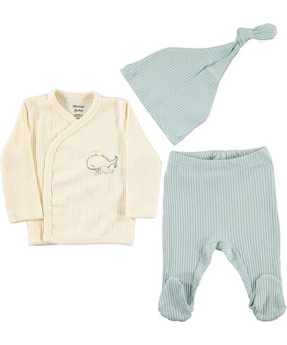 Yenidoğan Beden Unisex fitilli alt üst takım-set