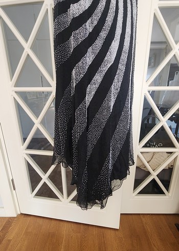 Zebra Desenli Uzun Piliseli Kadın Abiye Elbise