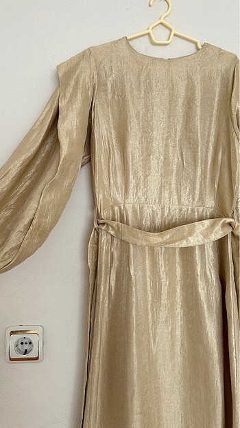 38 Beden altın Renk Bouqle moire elbise gold