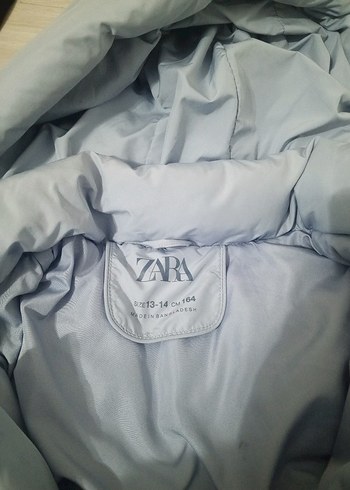 Çocuk Gri Kapüşonlu Fermuarlı Şişme Mont - Görsel 4