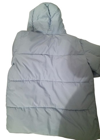 Çocuk Gri Kapüşonlu Fermuarlı Şişme Mont - Görsel 3