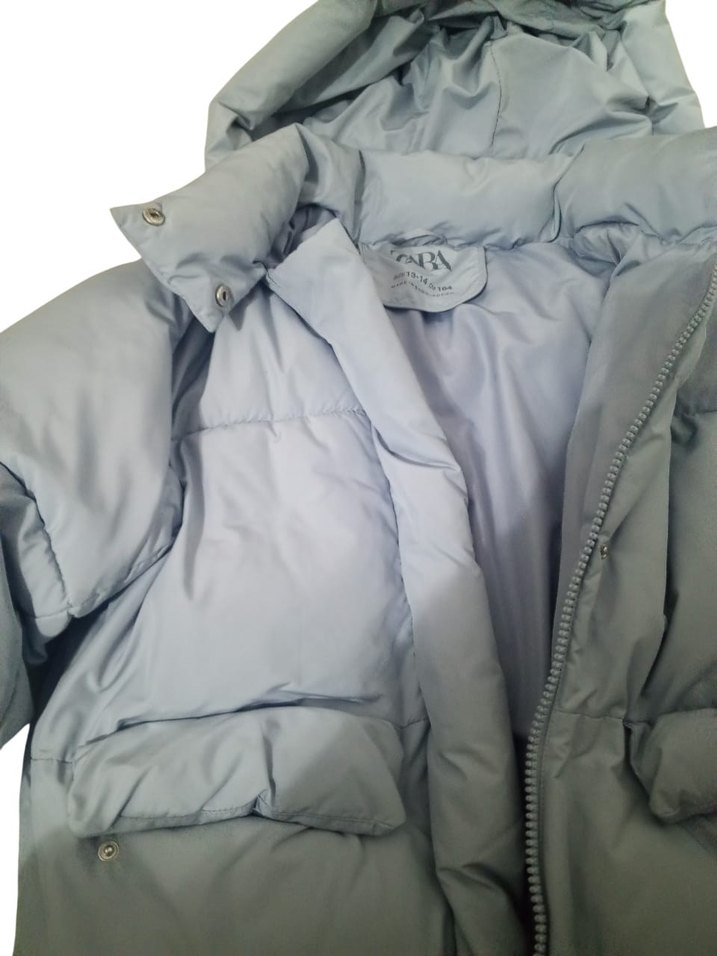 Çocuk Gri Kapüşonlu Fermuarlı Şişme Mont - Görsel 2