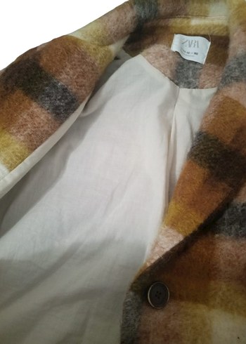 Kahverengi Ekose Midi Kız Çocuk Yün Kaban - Görsel 2