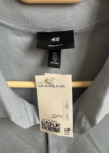 H&M mavi Polo Yaka Erkek Tişört - Görsel 4