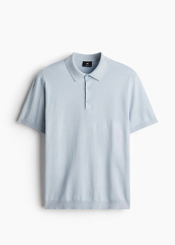 H&M mavi Polo Yaka Erkek Tişört - Görsel 3