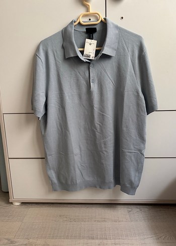 H&M mavi Polo Yaka Erkek Tişört - Görsel 5