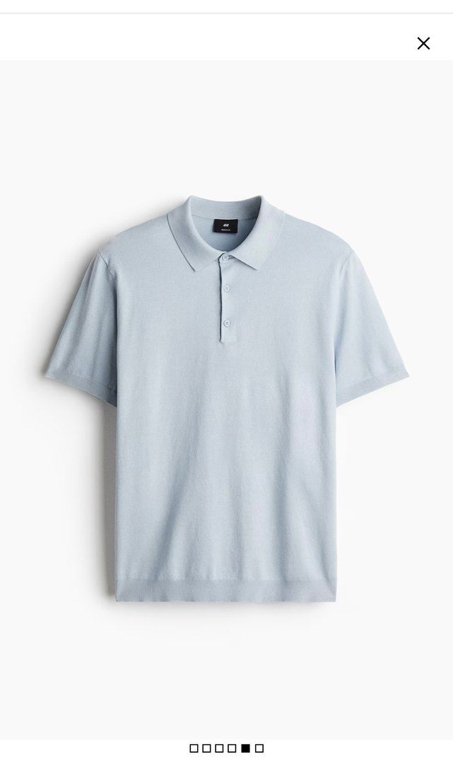 H&M mavi Polo Yaka Erkek Tişört - Görsel 3