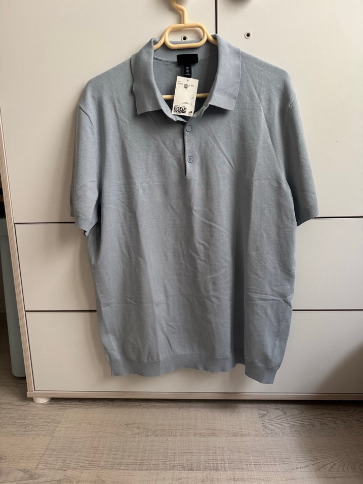 H&M mavi Polo Yaka Erkek Tişört - Görsel 5