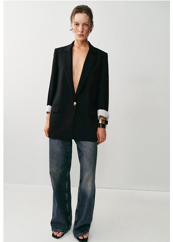 Zara Siyah Oversize Blazer Ceket