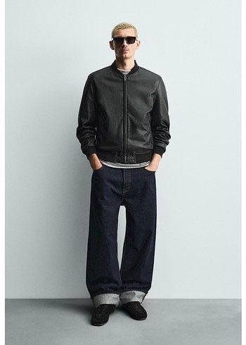 Zara Siyah Deri Bomber Ceket