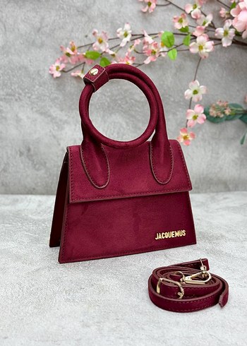 Bordo Süet Kadın El Çantası - Jacquemus Size: 15 x 20 cm