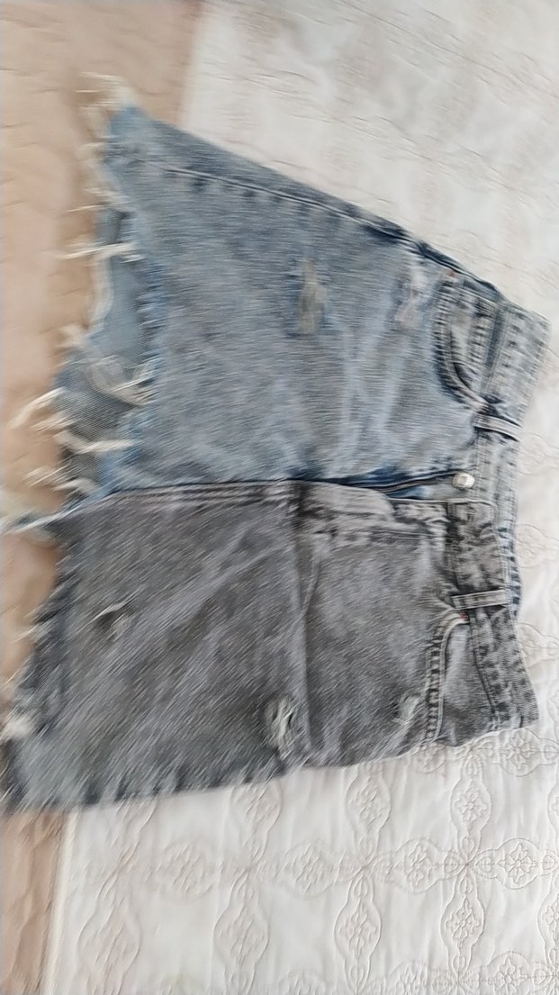 Düğmeli Gri Kadın Kot Şort - Görsel 3