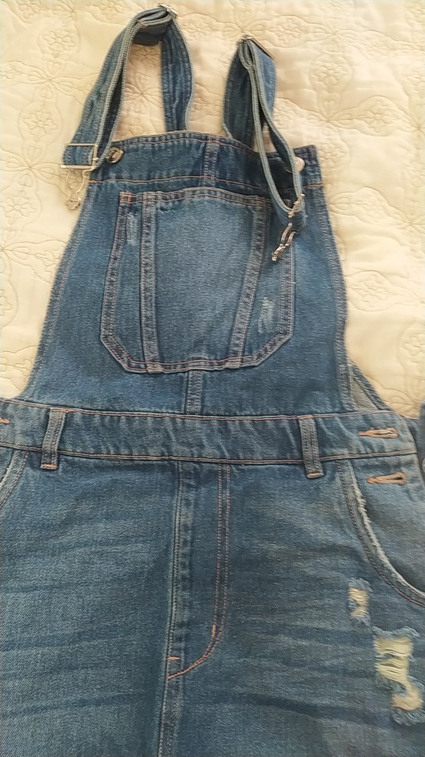 Kadın Mavi Denim Mini Tulum - Görsel 2