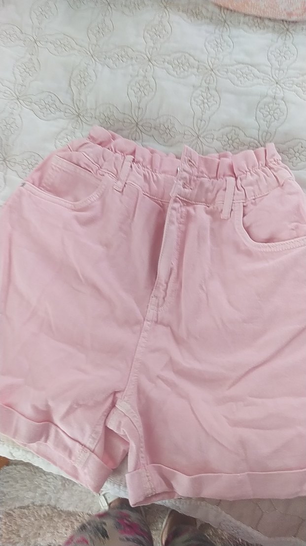 Pembe Mini Keten Şort - Görsel 2