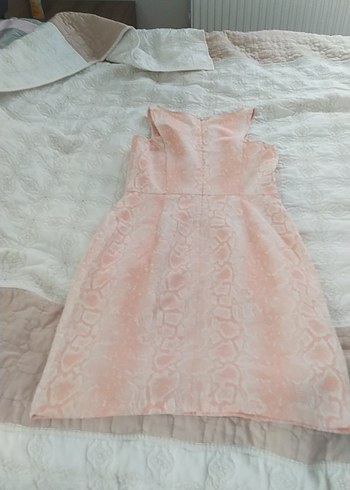 Pembe Dantel Detaylı Midi Yılan Desenli Elbise - Görsel 4