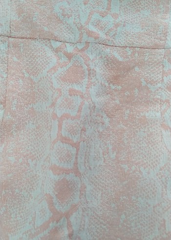 Pembe Dantel Detaylı Midi Yılan Desenli Elbise - Görsel 3