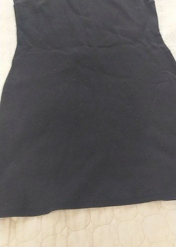 Siyah, Kolsuz, Kürklü Midi Elbise - Görsel 2