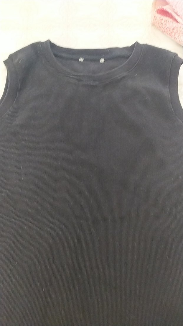 Siyah, Kolsuz, Kürklü Midi Elbise - Görsel 3