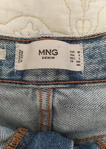 Düğmeli Bağcıklı Mavi Mini Denim Şort - Görsel 3