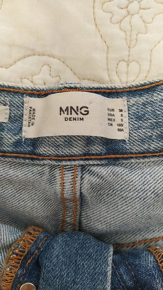 Düğmeli Bağcıklı Mavi Mini Denim Şort - Görsel 3