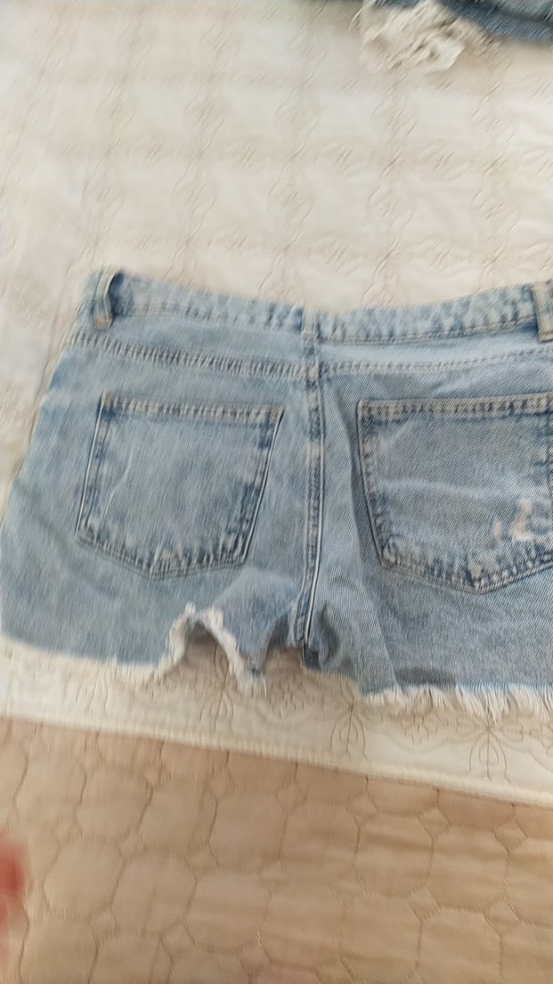 Kadın Açık Mavi Dantel Detaylı Mini Kot Şort - Görsel 4