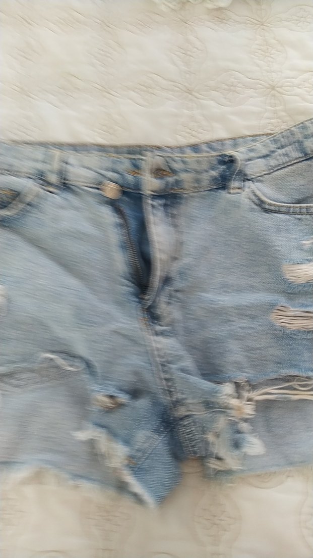 Kadın Açık Mavi Dantel Detaylı Mini Kot Şort - Görsel 2