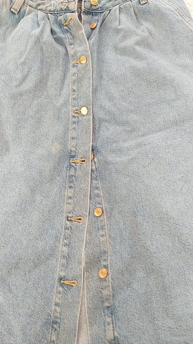Düğmeli Mavi Denim Midi Etek - Görsel 2