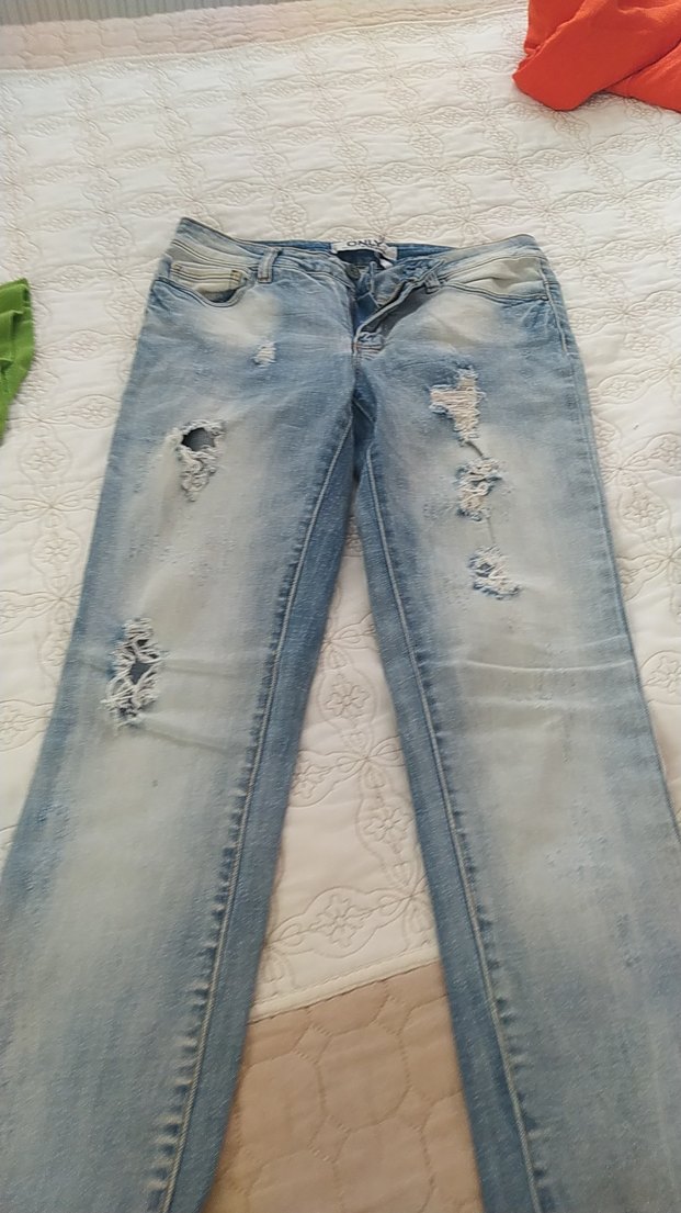 Düğmeli Gri Mavi Kadın Bol Kesim Kot Pantolon - Görsel 2