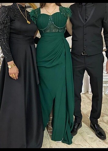 Diğer Zümrüt yeşili yırtmaçlı abiye