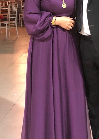 Uzun Mor Kadın Abiye Elbise - Görsel 2