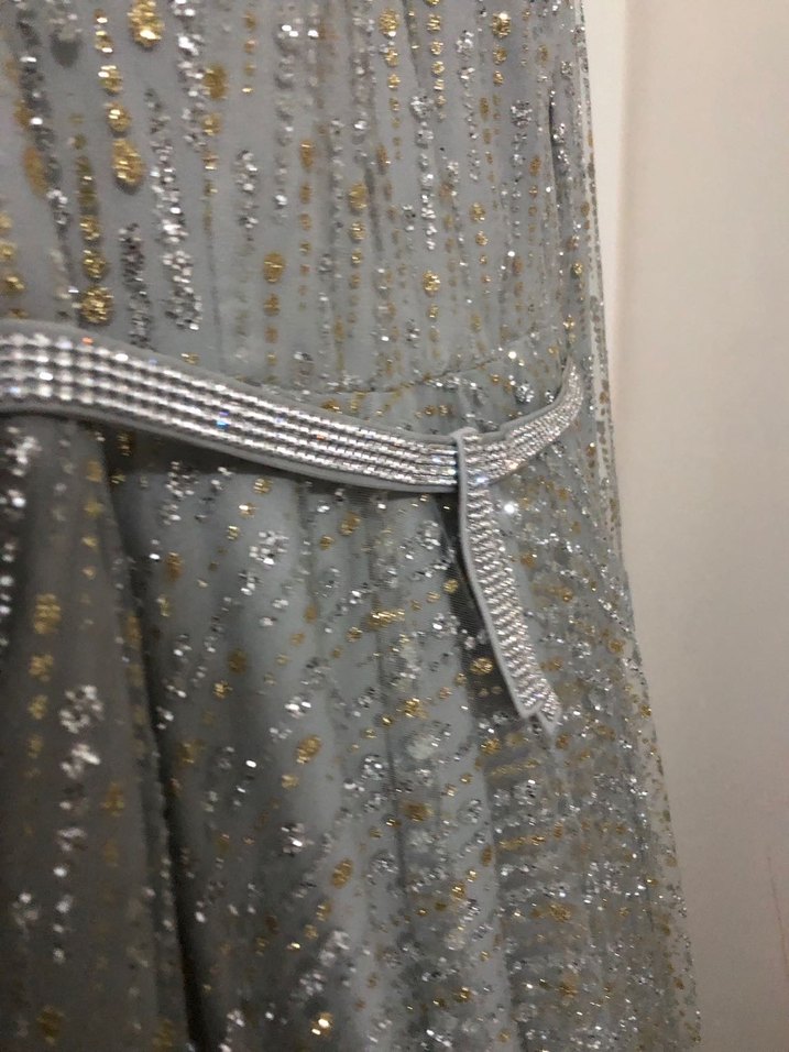 Gri Drapeli Uzun Abiye Elbise - Görsel 3