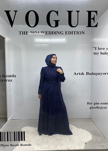 Uzun Kollu Bohem Etnik Desenli Mavi Kadın Elbise - Görsel 4