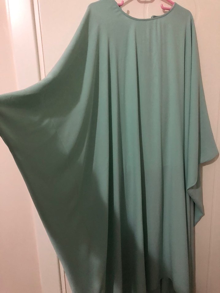 Yeşil Salaş Uzun Kollu Uzun Elbise veya tunik - Görsel 2