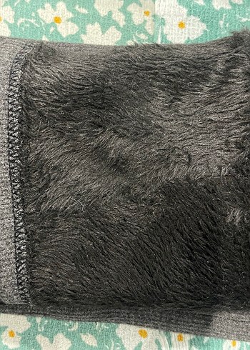 Gri Kadın Peluş Detaylı Tayt - Görsel 2