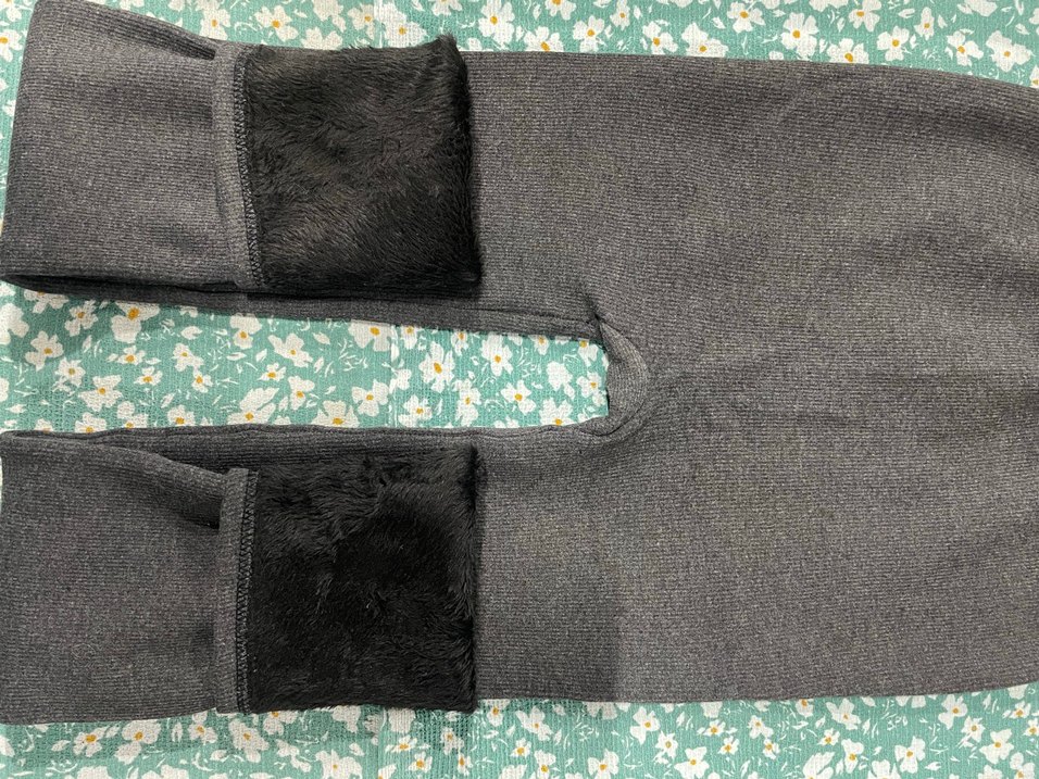 Gri Kadın Peluş Detaylı Tayt - Görsel 3