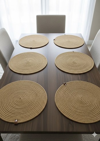 Bohem Kahverengi Nakışlı Yuvarlak Amerikan Servisi - Görsel 3