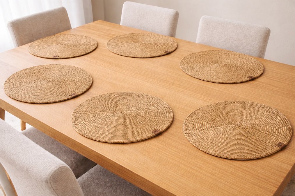 Bohem Kahverengi Nakışlı Yuvarlak Amerikan Servisi - Görsel 2