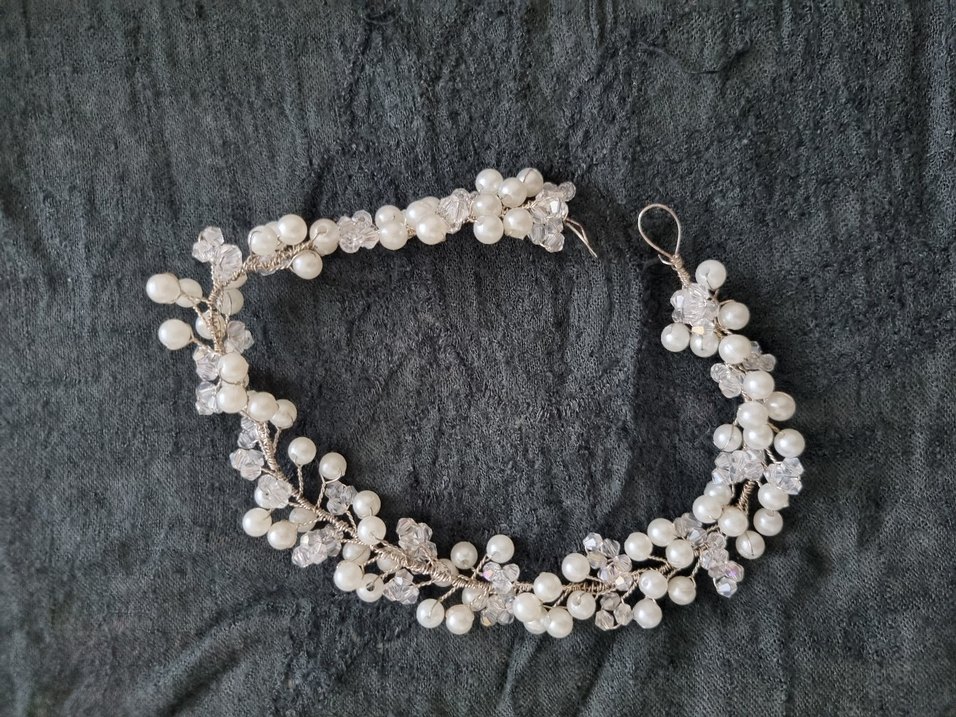 İnci ve Kristal Boncuklu Kadın Saç Aksesuarı - Görsel 3