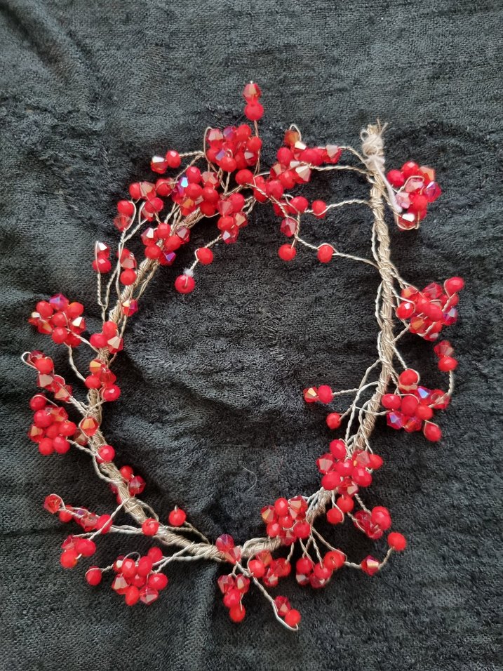 Kırmızı Boncuklu Bohem Saç Aksesuarı - Görsel 3