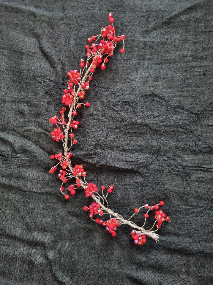 Kırmızı Boncuklu Bohem Saç Aksesuarı - Görsel 4