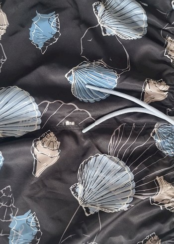 Erkek Siyah Mavi Deniz Kabuklu Plaj Şortu - Görsel 6