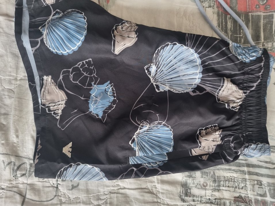 Erkek Siyah Mavi Deniz Kabuklu Plaj Şortu - Görsel 5