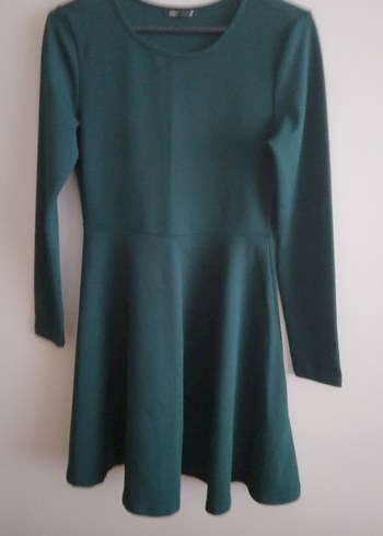 Uzun Kollu Yeşil Midi Elbise - Görsel 2