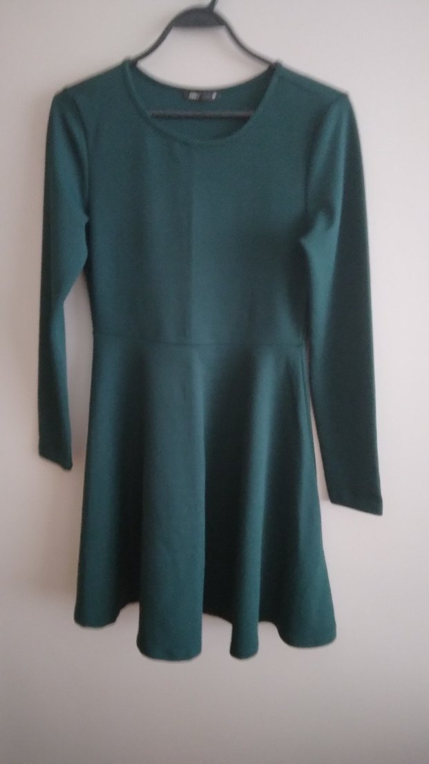 Uzun Kollu Yeşil Midi Elbise - Görsel 2